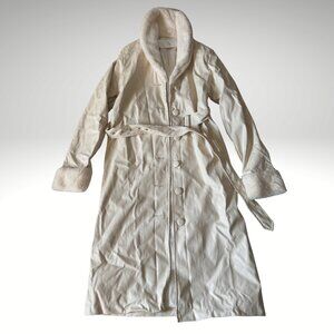 12th Tribe x TheSaltyBlonde Cream Faux Leather Fur Trim Coat NWT Size Small